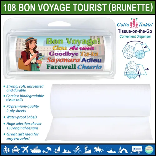 Miniatura 2 de Mini rollos de papel higiénico tamaño viaje de alta calidad Práctico dispensador de plástico Ligero y compacto Bon Voyage Tourists