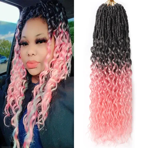 Miniatura 36 de Cabello de Ganchillo Goddess Locs de 12 Pulgadas 8 Paquetes Nuevos Locs Sintéticos Suaves Trenzas de Ganchillo Ondas Profundas Extensiones de 1b