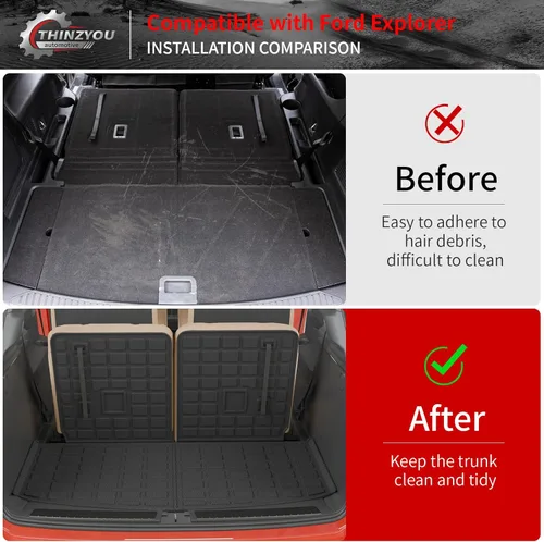 Miniatura 6 de Alfombrillas de Piso Compatibles con Ford Explorer 2020-2026 de 6 Asientos, Alfombrilla de Maletero, Forro de Carga TPE, Protector de Asiento