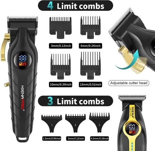 Miniatura 2 de HIENA PRO Cortadora de pelo profesional para hombres, juego eléctrico de cortapelos para kit de peluquería, juego de cortapelos y recortadora, juego