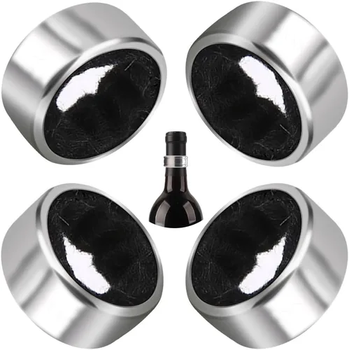 Collares de goteo de vino, paquete de 4 anillos de goteo de acero inoxidable para botella de vino, atrapador de anillo de gota de vino o tapón con