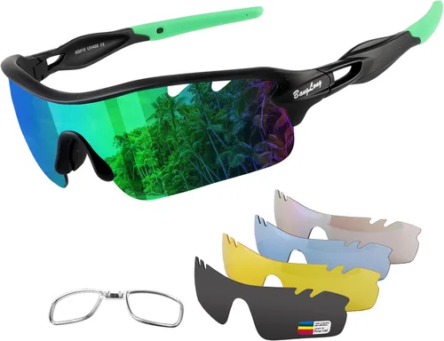 Miniatura 12 de BangLong Polarized Sports Sunglasses Cycling Sun Glasses for Men Women with 5 Interchangeable Lenes for Running Driving