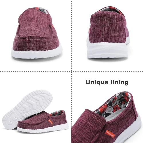 Miniatura 6 de ROTJACM Zapatos casuales de tela para mujer, zapatos de lona cómodos y anchos con puntera tipo mocasín, ligeros, zapatos para caminar al aire libre
