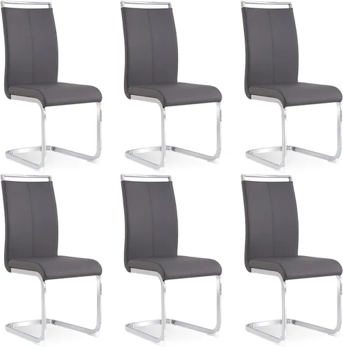 Miniatura 49 de Baysitone Juego de 6 sillas de comedor modernas, sillas laterales de comedor, sillas de cocina con asiento acolchado de piel sintética y respaldo