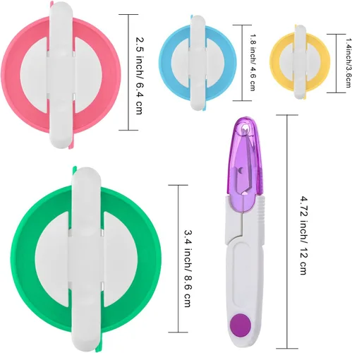 Miniatura 2 de Fabricador de Pompones, 4 Tamaños Diferentes Fabricador de Pompones Bola Esponjosa Aguja de Manualidades DIY Lana Tejido Manualidades Kit