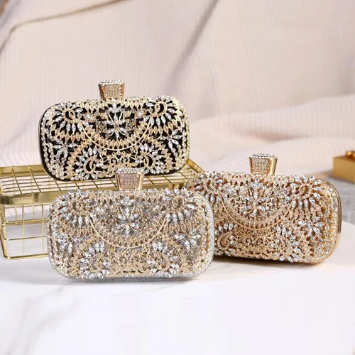 Miniatura 7 de Bolsos de mano de noche, bolso de mano para mujer, boda, graduación, fiesta, regalo de Navidad y fiesta de Navidad, dorado (G-Gold)