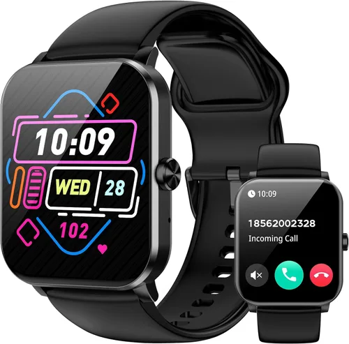 Reloj inteligente para hombres y mujeres, pantalla táctil HD de 1.85 pulgadas, llamadas/notificaciones Bluetooth, reloj de fitness con monitor de