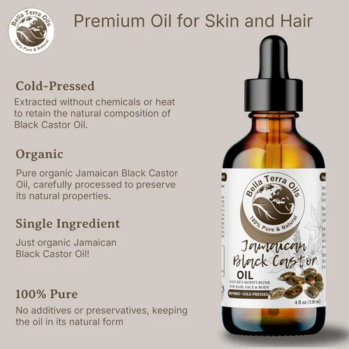 Miniatura 7 de Bella Terra Oils Aceite de ricino negro puro para cabello y piel – 1 galón, fortificante e hidratante, brillo, hidrata