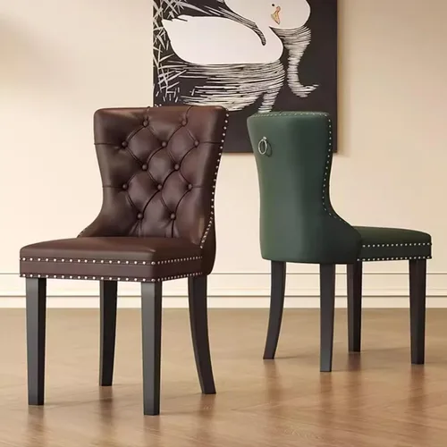 Miniatura 3 de Juego de sillas de comedor, sillas de comedor tapizadas de cuero, cómodas sillas de cocina, silla de vestíbulo con patas de madera resistentes