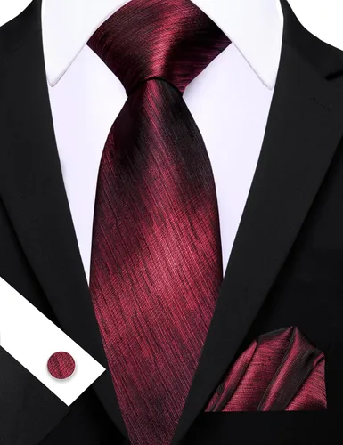 Miniatura 358 de Barry.Wang Juego de corbatas para hombre, corbata de seda a rayas, tejido a cuadros, gemelos formales, negocios, boda