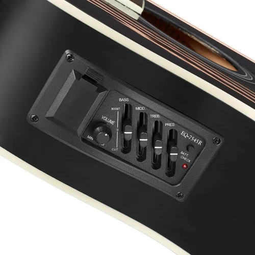 Miniatura 2 de Ashthorpe Paquete de guitarra eléctrica acústica Dreadnought Cutaway de tamaño completo con amplificador de 10 W, color negro