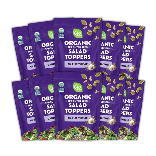 Go Raw Adornos orgánicos para ensalada de tomillo y ajo germinado, 4 onzas, paquete de 10, semillas de calabaza y girasol, Keto, Kosher
