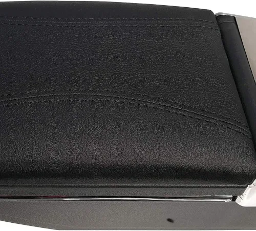 Miniatura 6 de YJYWZH Caja de apoyabrazos para Renault Sandero 2010-2015 consola central caja de almacenamiento con portavasos cenicero cuero negro apoyabrazos