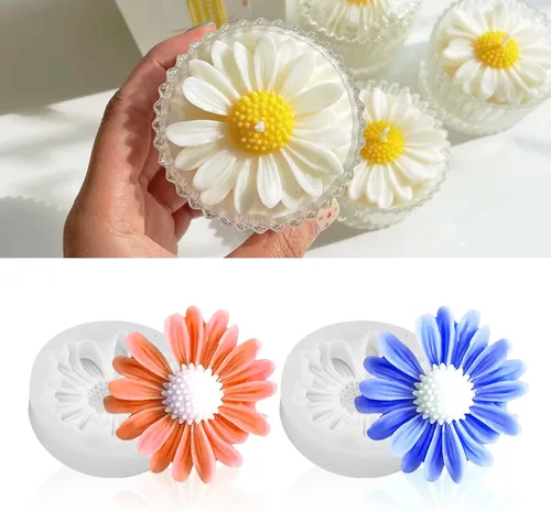 Miniatura 11 de MGLIFEUL 8 piezas de rosa flor tulipán peonía corazón vela jabón cera molde de silicona del Día de San Valentín para pequeñas velas de mantequilla