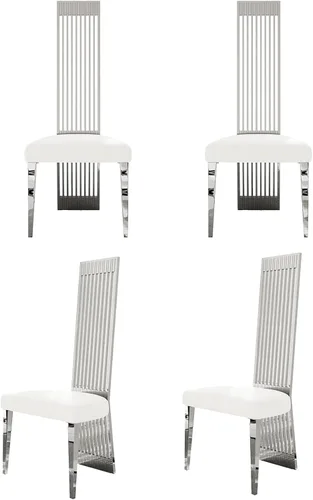 Miniatura 11 de Boucle - Juego de 8 sillas de comedor negras, modernas sillas de comedor tapizadas con respaldo alto con marco de acero inoxidable resistente