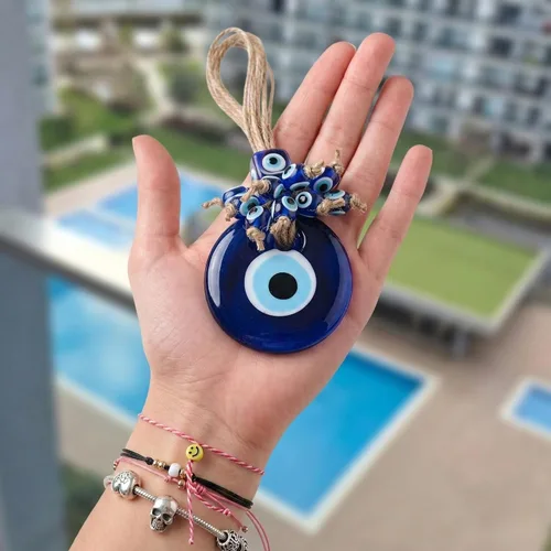 Miniatura 2 de Adorno decorativo turco de ojo turco de 2.3 pulgadas, colgante de pared azul de ojo turco para colgar en una caja, decoración de pared con dije de 1