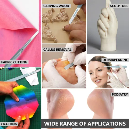 Miniatura 4 de MedHelp Scalpel 14R - Cuchillas dermaplaning con mango de plástico, cuchillas Dermablade de acero de alto carbono. Hoja 14R envuelta Paquete de 10