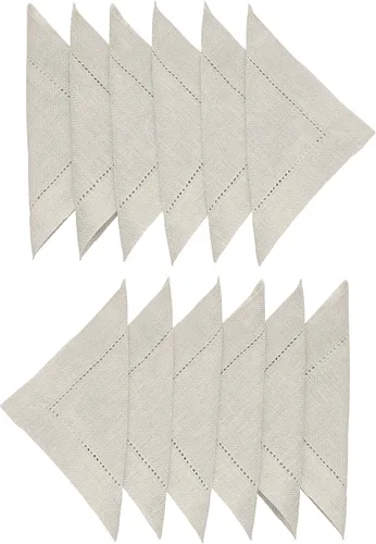 Miniatura 15 de Solino Home Servilletas de cóctel de lino con vainica de 6 x 6 pulgadas, 100 % lino puro, color beige, juego de 12 servilletas cuadradas pequeñas