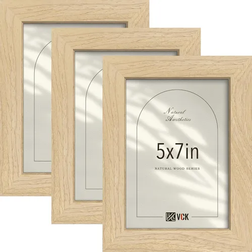 Miniatura 25 de VCK Juego de 3 portarretratos de madera negra de 8 x 10 pulgadas con exclusiva veta de madera, marco para el hogar, estudio y galería, mesa o colgar