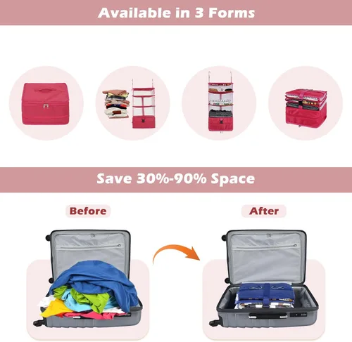 Miniatura 3 de Surblue Organizador colgante para armario de 3 estantes, bolsillo plegable lavable de tela Oxford con 2 ganchos