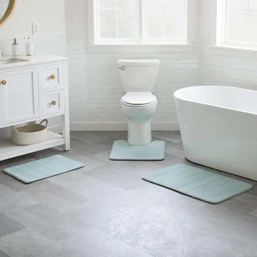 Miniatura 14 de Linenspa Tapete de baño de espuma viscoelástica, antideslizante, absorbente de agua, de secado rápido, lavable a máquina, tapete de baño para baño