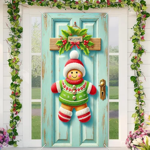 Miniatura 7 de Cartel de porche con decoración de cachorro de Navidad, trío festivo, Schnauzers en suéteres navideños, perfecto para interiores y exteriores