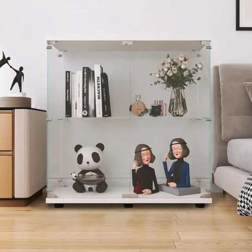 Miniatura 22 de LFT HUIMEI2Y Vitrina de cristal con puerta y cerradura, gabinete Curio de 4 niveles para coleccionables, figuras, vino, vitrina de vidrio templado