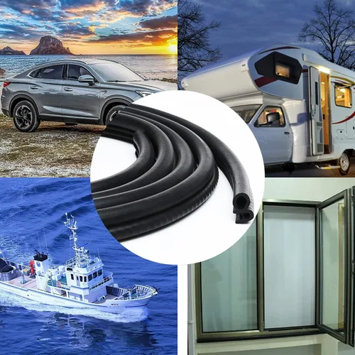 Miniatura 7 de Tira de sellado de puerta de automóvil con bombilla lateral de 10 pies, goma EPDM para automóvil, protector de borde de ajuste universal