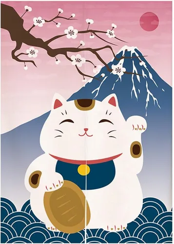 Miniatura 15 de Cortina japonesa Noren para puerta, tapiz Koinobori y cortina de puerta ondulada Ukiyoe para decoración del hogar, 29 x 35 pulgadas