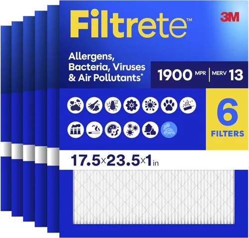 Filtrete 17.5x23.5x1 filtro de aire para caldera/aire acondicionado, MERV 13, MPR 1900, Premium Allergen, Bacteria & Virus Filter, filtro de aire
