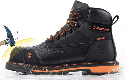 Miniatura 4 de SUREWAY Botas de trabajo GoodyearWelt resistentes al agua para hombre, 6 pulgadas, suaves, compuestas, resistentes al aceite/antideslizante, suela