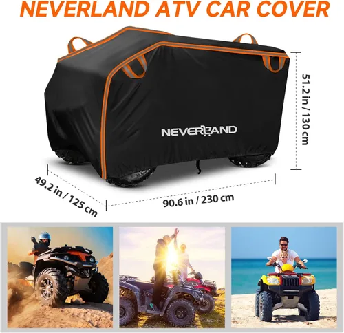 Miniatura 6 de NEVERLAND Funda impermeable para cuatrimoto de 4 ruedas con hebilla, a prueba de polvo, anti rayos UV, resistente al viento, para todo