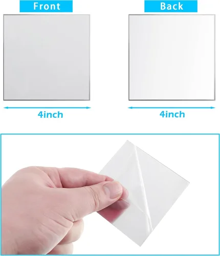 Miniatura 2 de Jetec 50 piezas de espejo cuadrado acrílico de tamaño mini adhesivo para espejos cuadrados pequeños para manualidades y suministros de proyectos