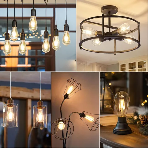 Miniatura 2 de ANWIO Bombillas LED Edison vintage, paquete de 3 unidades, 7 W, equivalente a 60 W, no regulables, ST58 2700 K, bombillas de filamento LED antiguo