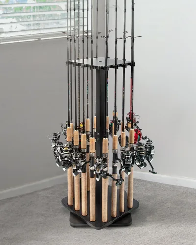 Miniatura 2 de Ghosthorn Soportes para cañas de pesca para garaje, soporte giratorio de 360 grados para cañas de pescar, soporte de pie con capacidad para hasta 16