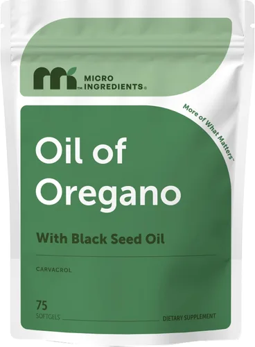 Micro Ingredients Aceite de orégano con aceite de semilla negra, 75 cápsulas blandas | Complejo de aceite de orégano 2 en 1 y aceite de semilla