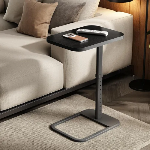 Miniatura 8 de Kitstorack Mesa de bandeja de TV mejorada con bloqueo de panel, altura ajustable y diseño abatible de 90°, mesa lateral auxiliar para brazo de sofá