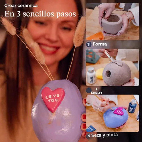 Miniatura 6 de Sculpd - El kit original de cerámica - Kit completo de arcilla seca al aire para adultos incluye herramientas de escultura, barniz, pinceles