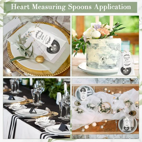 Miniatura 6 de Umigy Juego de 30 cucharas medidoras en forma de corazón, cucharas de té, regalos de boda, baby shower, para invitados, juego de bolsa de organza