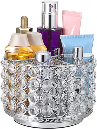 Miniatura 9 de Hipiwe Organizador de Tocador de Cristal Soporte para Brochas de Maquillaje - Organizadores Giratorios de 360° para Exhibición de Brochas Cosméticas