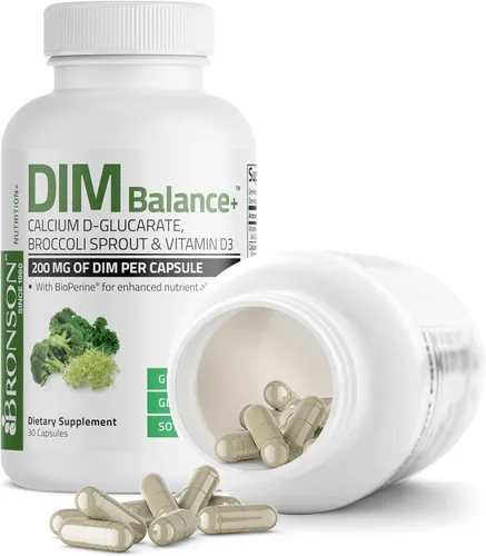Miniatura 6 de Bronson DIM Balance+ D-glucarato de calcio, brotes de brócoli y vitamina D3 200 mg de DIM por cápsula apoya el metabolismo de estrógeno