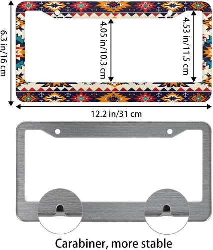Miniatura 2 de Marcos para matrícula, cubierta de placa de automóvil azteca con tornillos, soporte universal de 4 agujeros, marco de placa de aluminio, accesorios