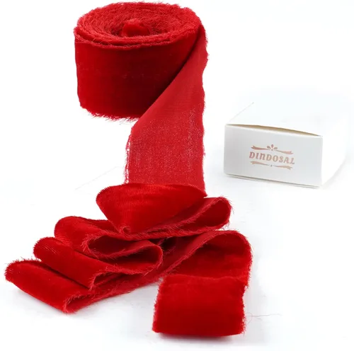 Miniatura 10 de Cinta de terciopelo negro de 1.5 pulgadas, cinta de terciopelo de seda deshilachada negra, terciopelo rústico de Navidad para regalo, borde crudo