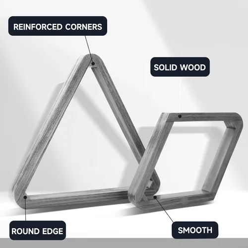 Miniatura 2 de GSE Games & Sports Expert Billar de madera maciza resistente de lujo, triángulo de 8 bolas/9 bolas de diamante para bolas de piscina de 2-1/4 Gris