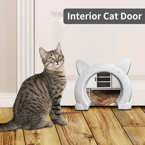 Miniatura 7 de Fhiny Puerta interior de puerta para gatos, puertas de gatitos de 8.5 pulgadas de diámetro sin solapa para pared, duraderas y fáciles de instalar