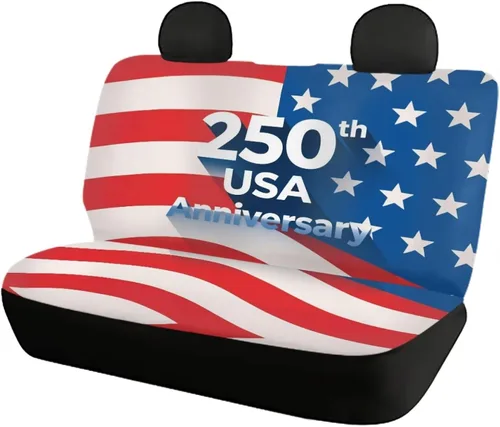 Miniatura 2 de Howilath 250 USA Anniversary - Juego de 4 fundas de asiento de automóvil de ajuste universal para asientos delanteros y traseros para uso en todas