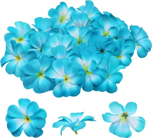 FZBNSRKO 100 cabezas de flores artificiales de Plumeria Frangipani hawaiana de 2.8 pulgadas para bodas, guirnaldas, joyas, pinzas para el cabello,