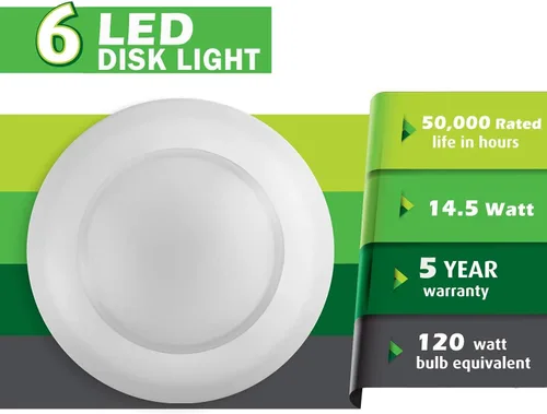 Miniatura 3 de Lámpara de techo de 7.5 pulgadas, luces LED para dormitorio I de 16.5 W (equivalente a 120 W), 120 V, 2700 K, luces de porche I de ubicación húmeda