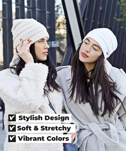 Miniatura 6 de Womens Soft Warm Stretchy Trendy Chunky Knit Beanie - Stylish Cable Knit Beanie Skully for Fall Winter Weather