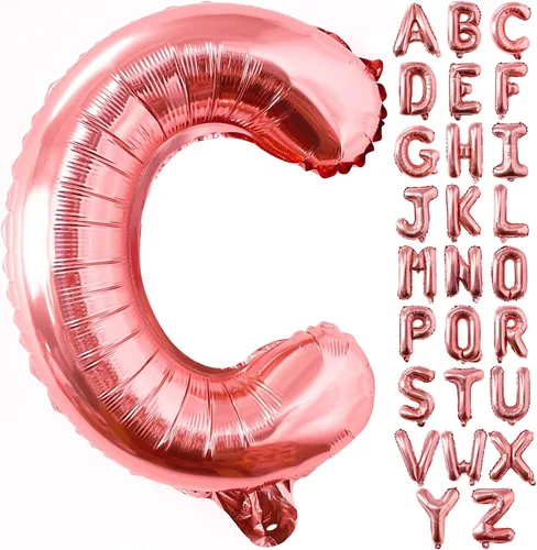 Lovoir Globos grandes de 40 pulgadas de oro rosa con letra C de gran tamaño, globo de helio de aluminio de Mylar para decoración de fiesta de Letra